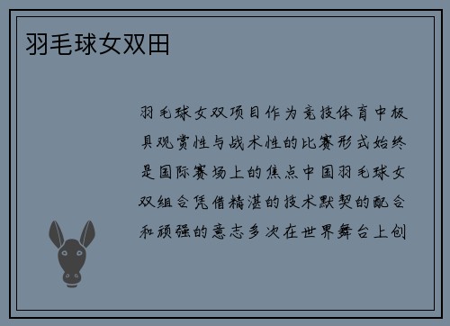 羽毛球女双田